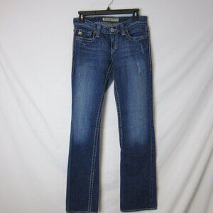 Big Star Jeans Sweet Boot Ultra Low Rise Embroidered Bootcut Western Womens 27